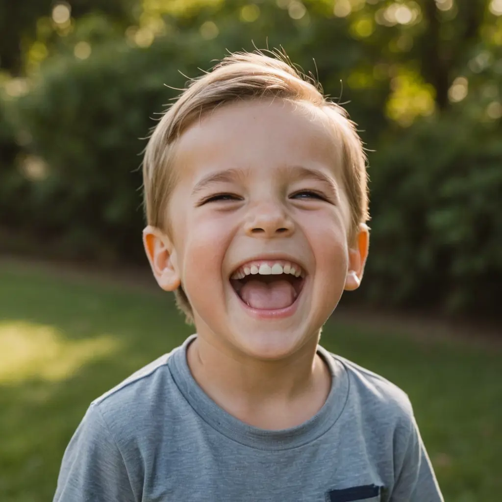 ولد صغير يضحك