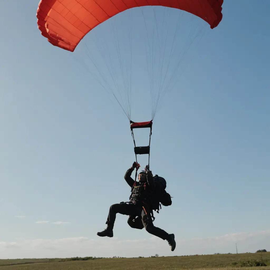 شخص يسقط من السماء ويمسك مظلة تساعده على الهبوط