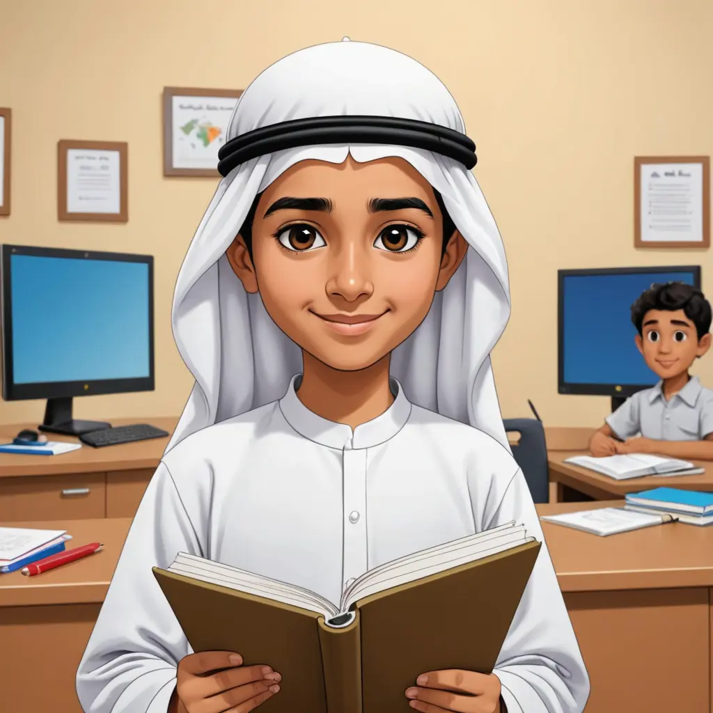 صورة كرتونية لطالب من الخليج العربي
