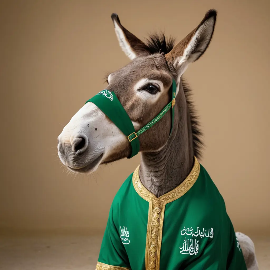حمار لابس الزي السعودي