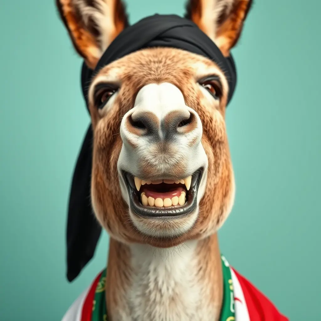 صورة حمار جانبية مبتسم - Gulf Picasso | بيكاسو الخليج