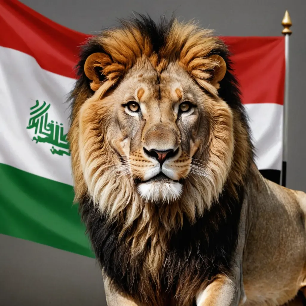 صوره أسد مع علم العراق الله اكبر