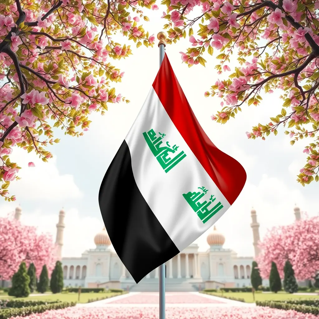 علم لعراق مرفوع بمكان حلو
