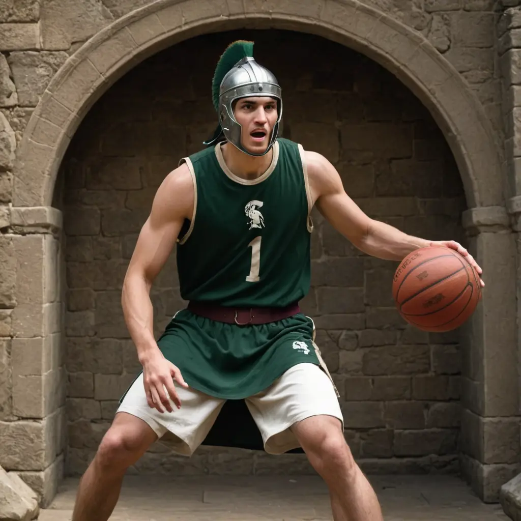 jogador de basquete espartano no século 12
