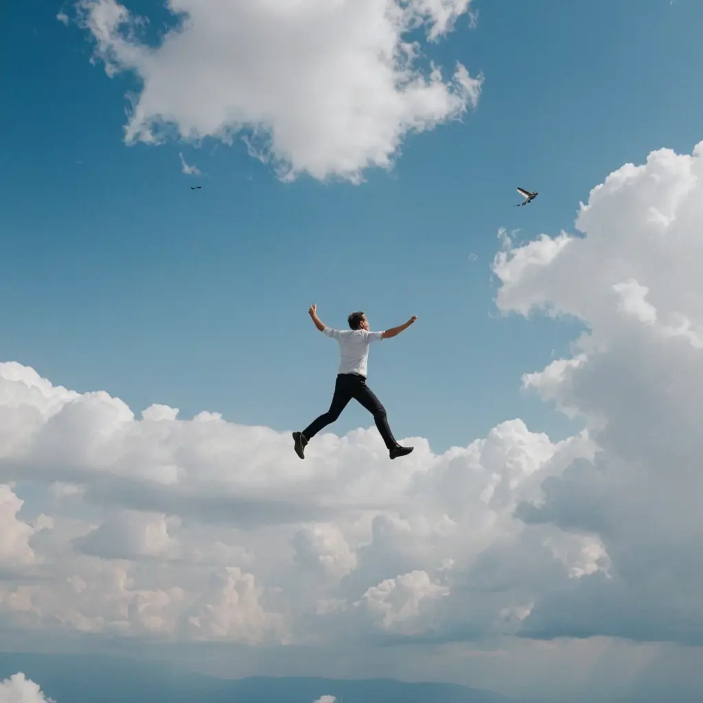 رجل يطير في السماء