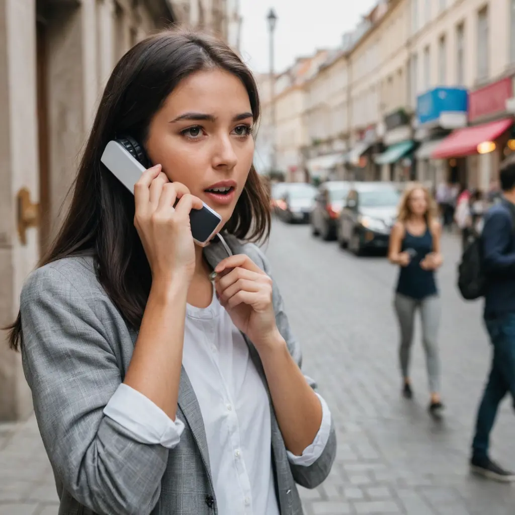 فتاة تتكلم فى الهاتف وهى واجمة شاردة