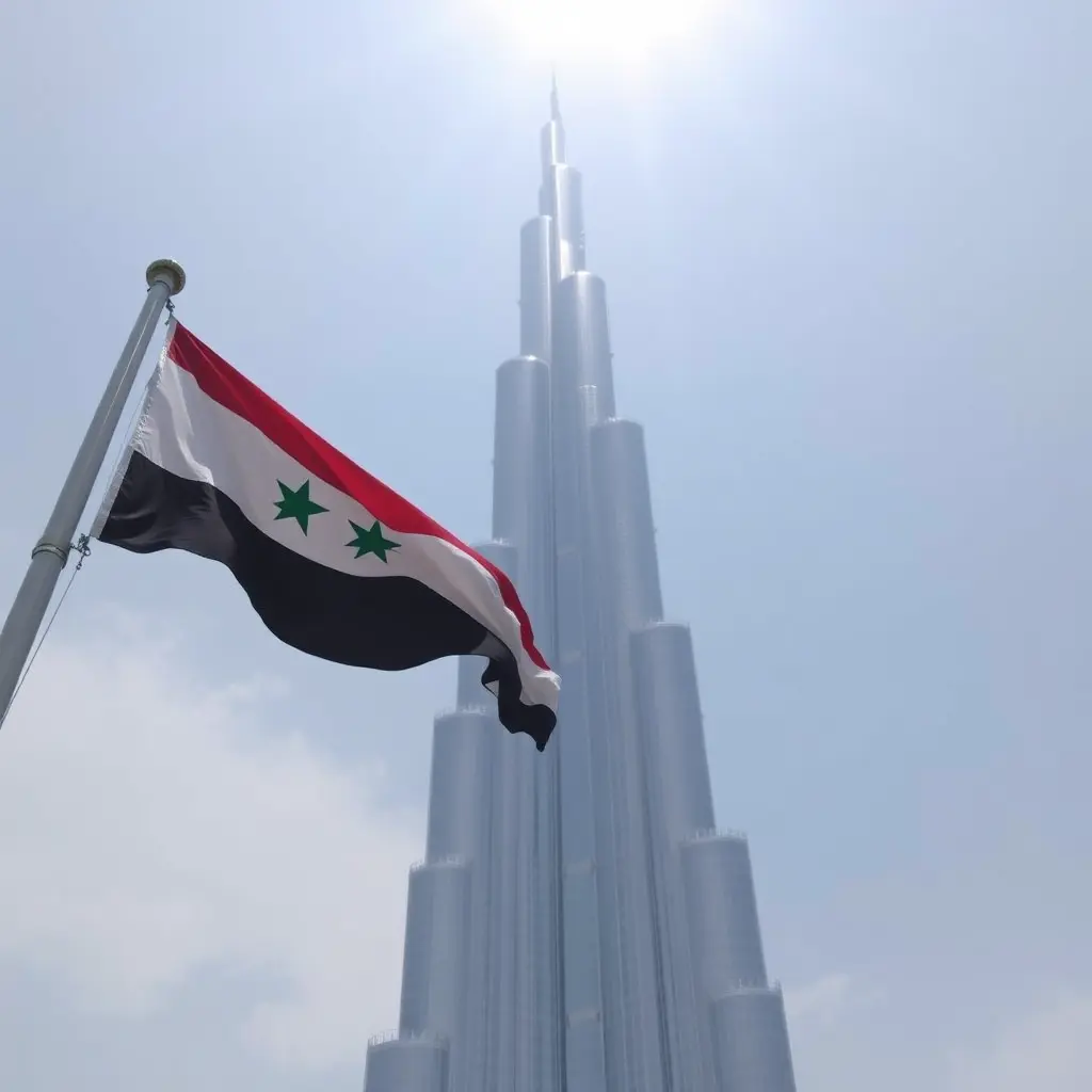 صور علم اليمن يرفرف في برج خليفه