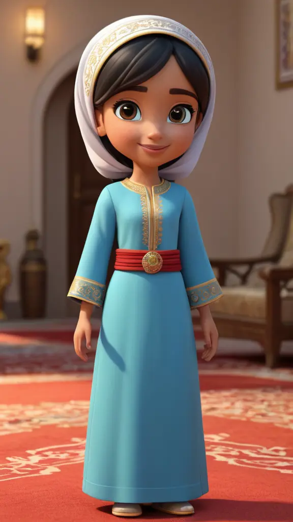 شخصية كارتونية ثري دي فتاة عمانية ترتدي الزي العماني