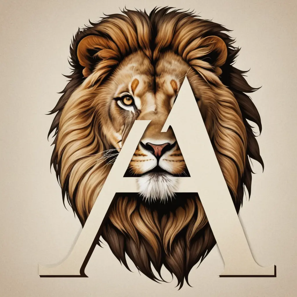 حرف A مدمج بشكل أسد