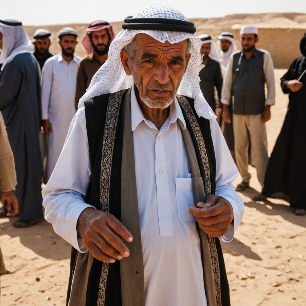 رجل بدوي كبير فالسن ومهموم بالدين 