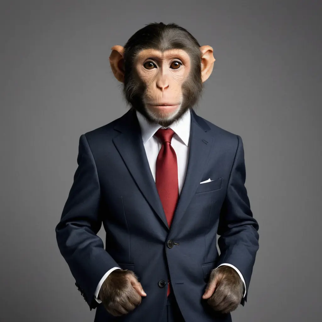 قرد يرتدي بدلة