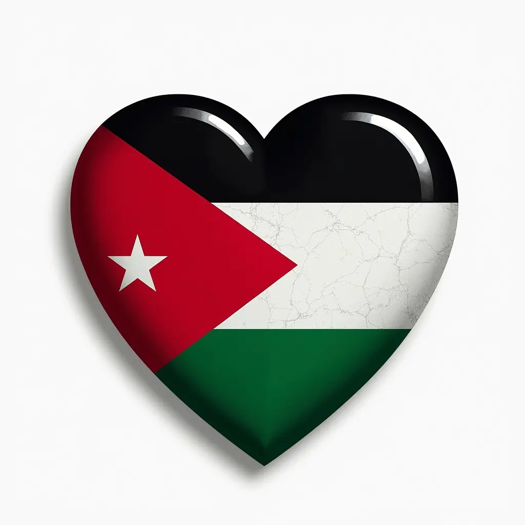 صورة قلب انسان حقيقي على شكل علم الاردن مع النجمة السباعية