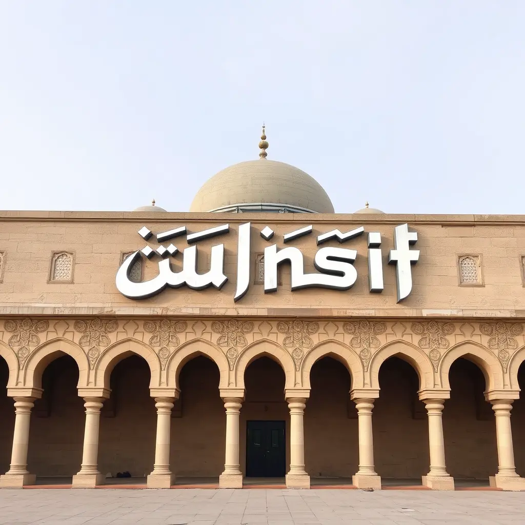 اسم منصف يكون بالخط الكوفي وفيه حروف في وسط الاسم 