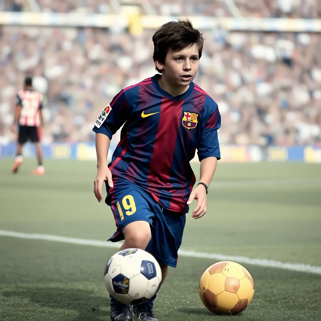 ميسي وهو صغير