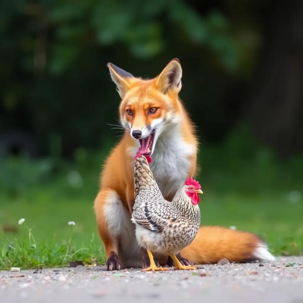 ثعلب ياكل دجاج