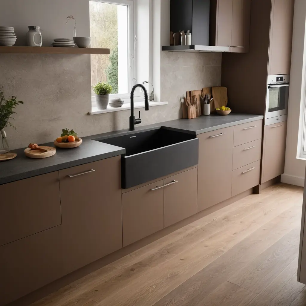 Kitchen with a umber under the sink