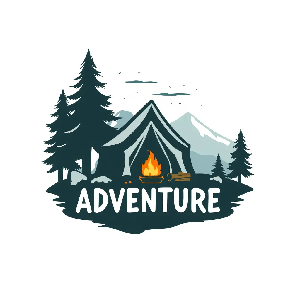 تصميم شعار للتخييم مع كتابة اسم LYEES ADVENTURE 