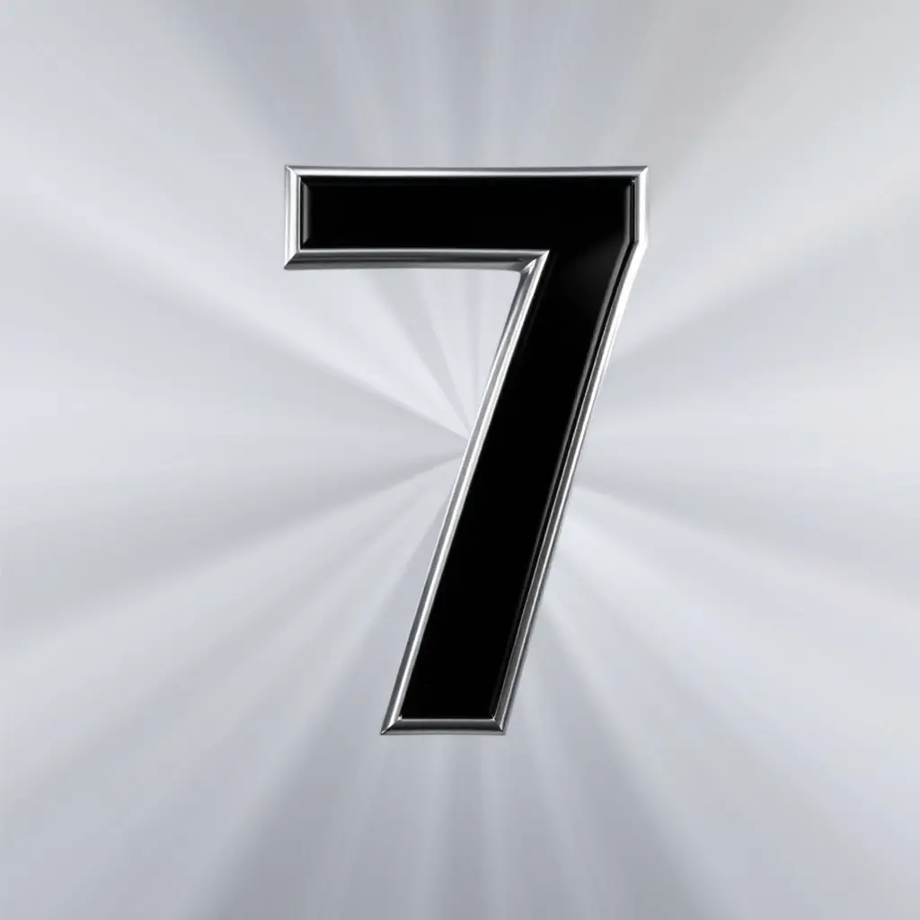 رقم 7 لونها اسود وحدود الرقم فضي وال background فضي اللون