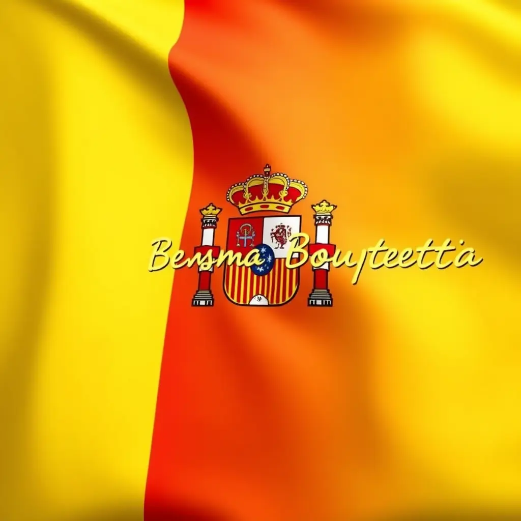 علم إسبانيا عليه اسم Besma Boucetta