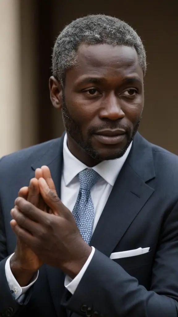 صورة رجل اسمر البشره يلقي تحية الوداع