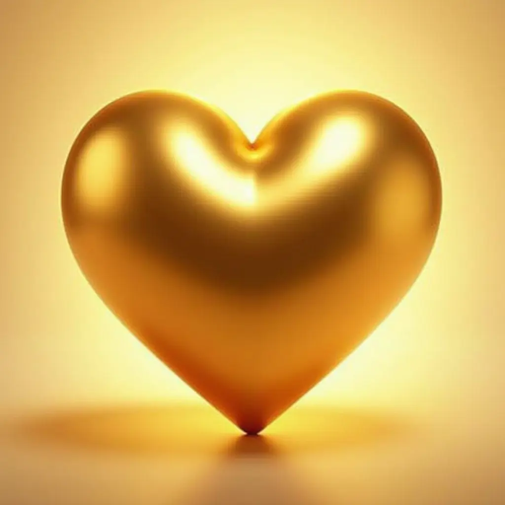 قلب ذهبي صافي بدون خلفية