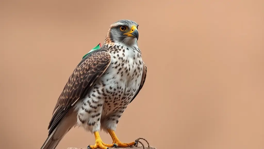 صقر يرتدي علم الاردن وجانبه فريسه