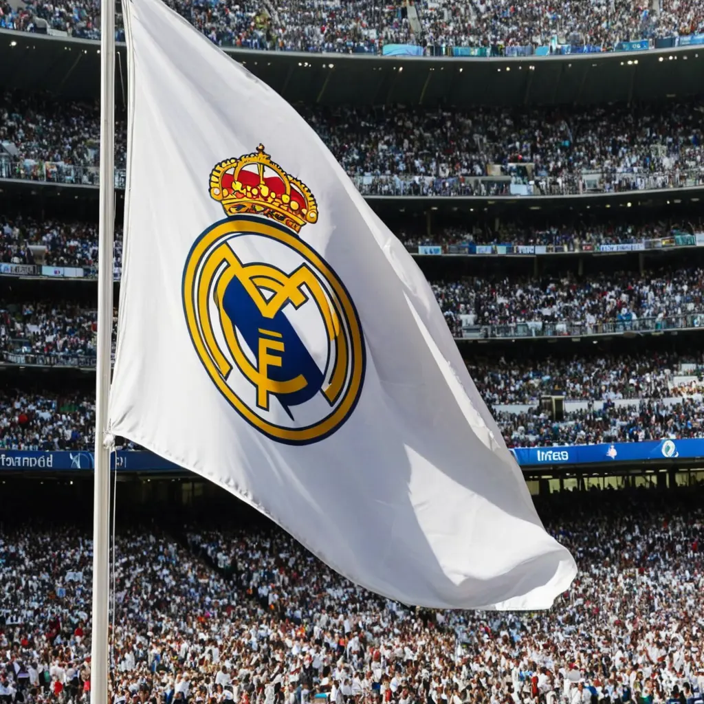 علم ريال مدريد في السنتاغيو برنابيو