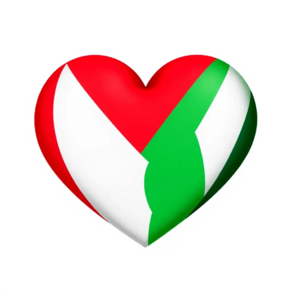 علم الاردن وعلم فلسطين متحدين على شكل قلب