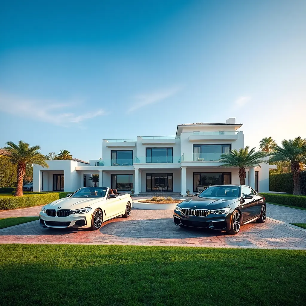 بدي صورة فيلا مع سيارات بي ام وتكون الفيلا لبنت كبيرة