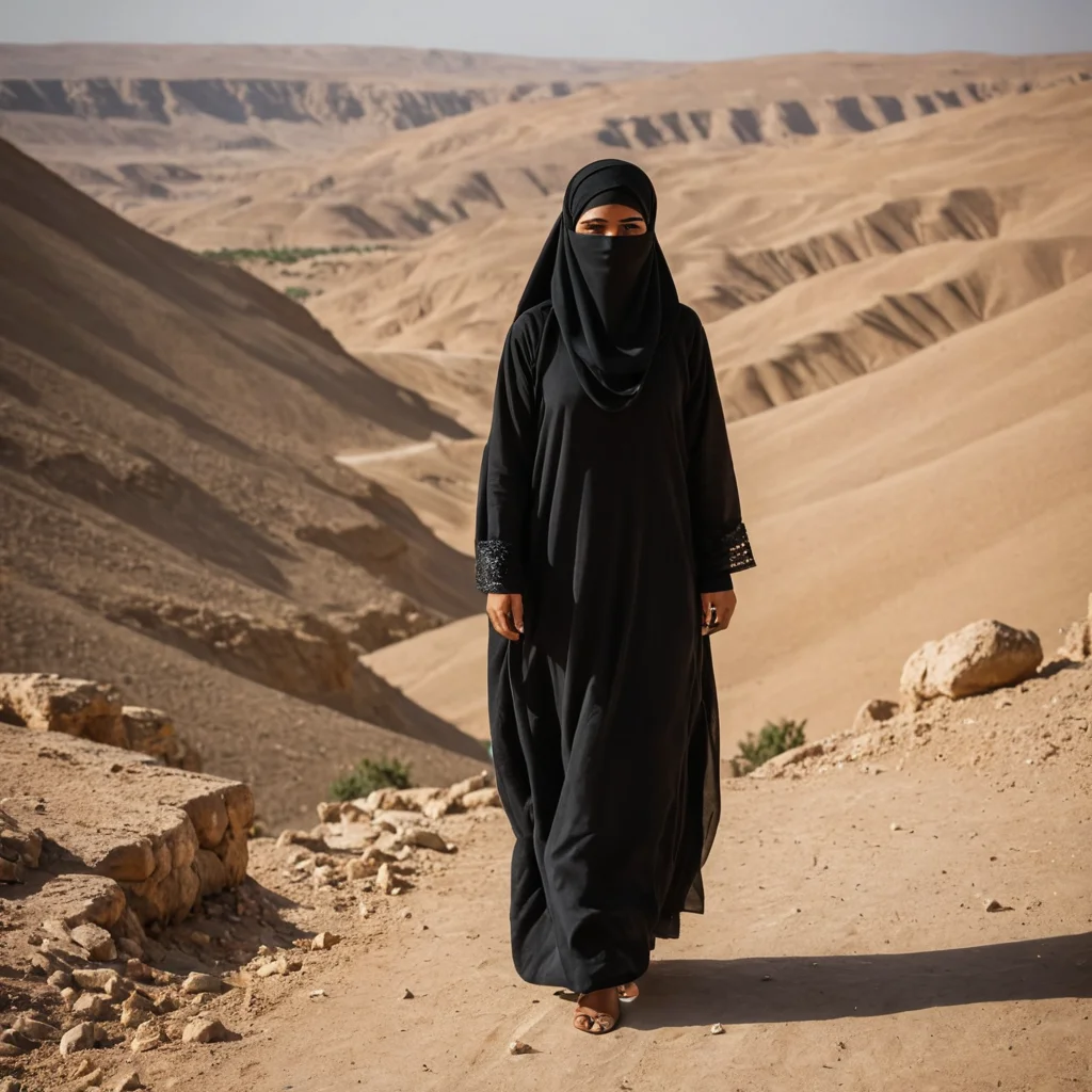 بنت بدوية ترتدي برقع