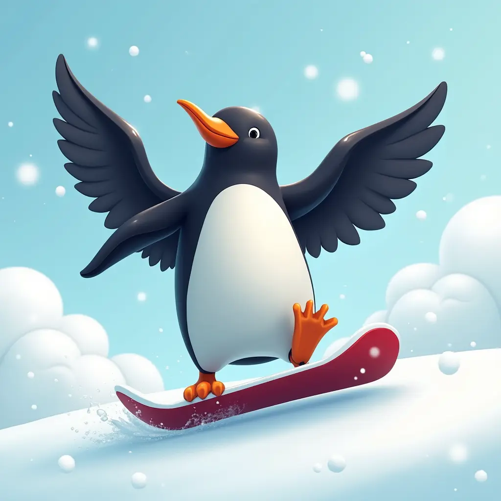 بطريق يركب لوح تزلج على - بيكاسو الخليج | Gulf Picasso, image size:1024x1024