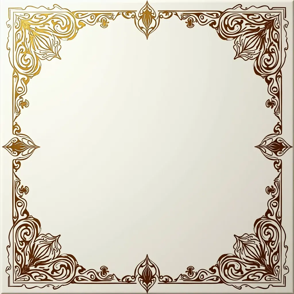 ورقة بيضاء مزخرفة زخرفة عربية بتذهيب تركي