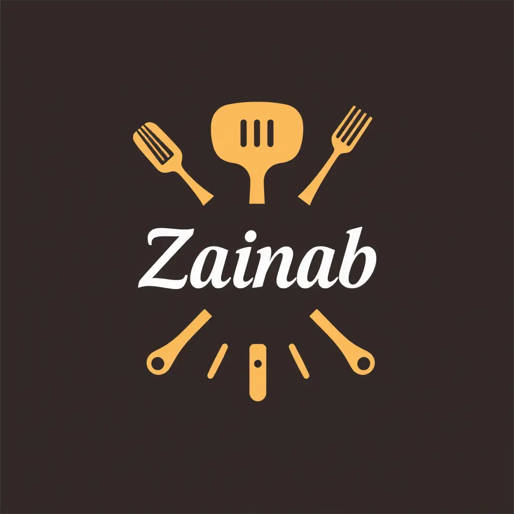 لوجو مطعم باسم زينب باستخدام أدوات المطبخ