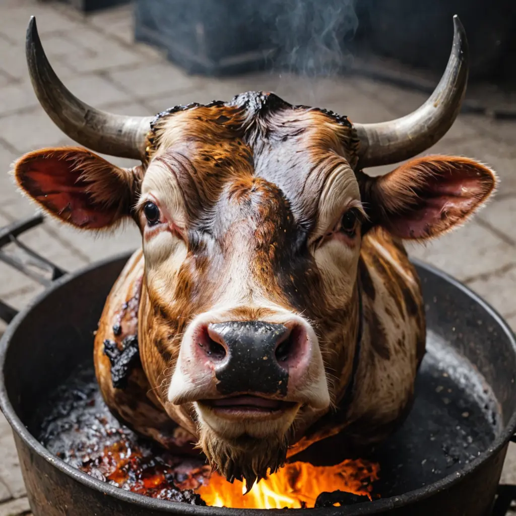 صورة رأس بقرة مشوي