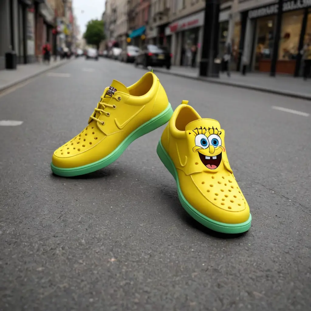 تصميم الاعلان فيديو احذيه لسبونج بوب