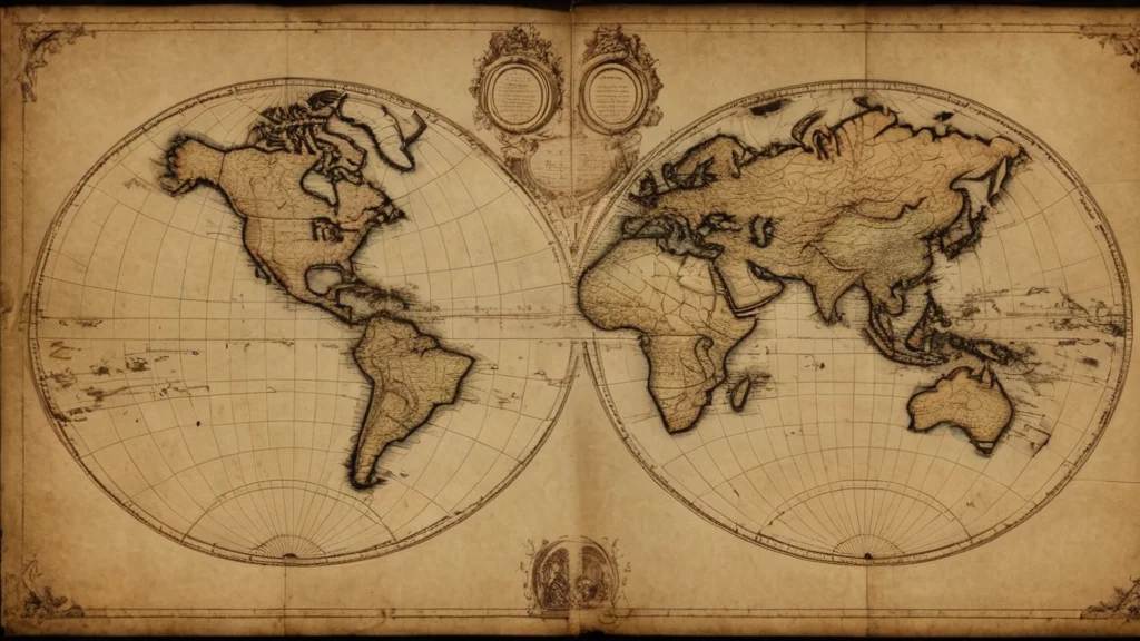 Vintage map, faded edges, blank parchment area in center