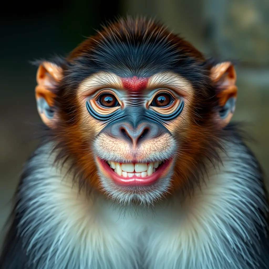 صورة قرد لابس تقويم اسنان و يبتسم