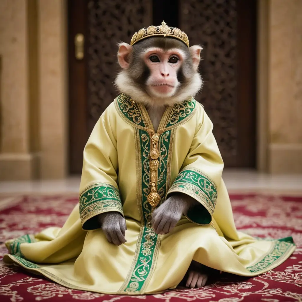 قرد يلبس لباس سعودي فاخر