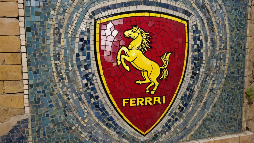 لوحة من الفسيفاء  تتضمن شعار ferrari 