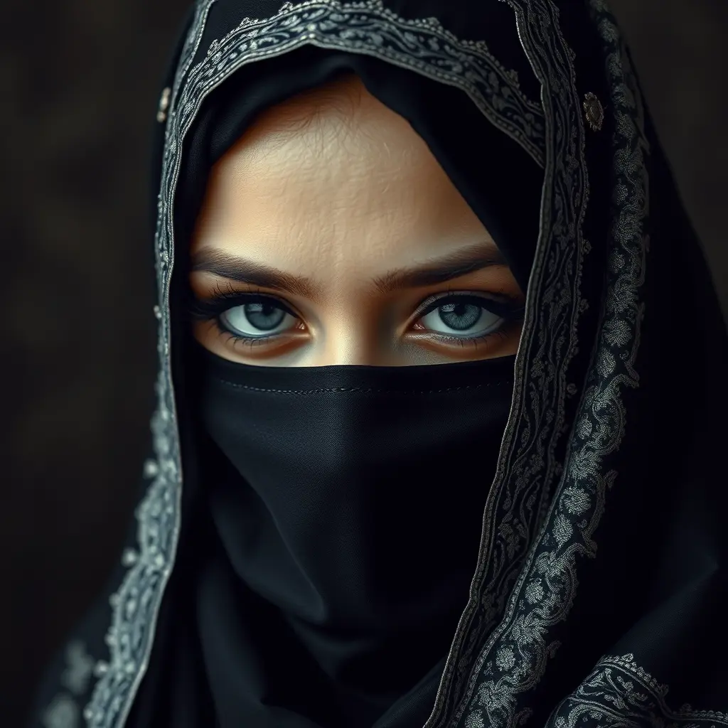 صمم لي افتار انساقرام لفتاة منقبة عيناها عسلية رموشها طويلة ملثمه بلثام اسود
