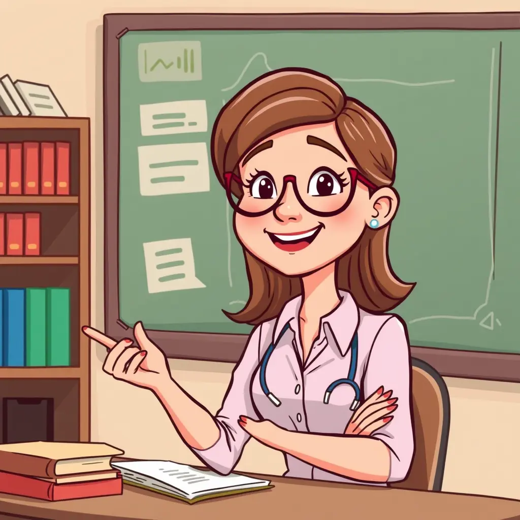 صورة معلمة كرتون تتحدث 