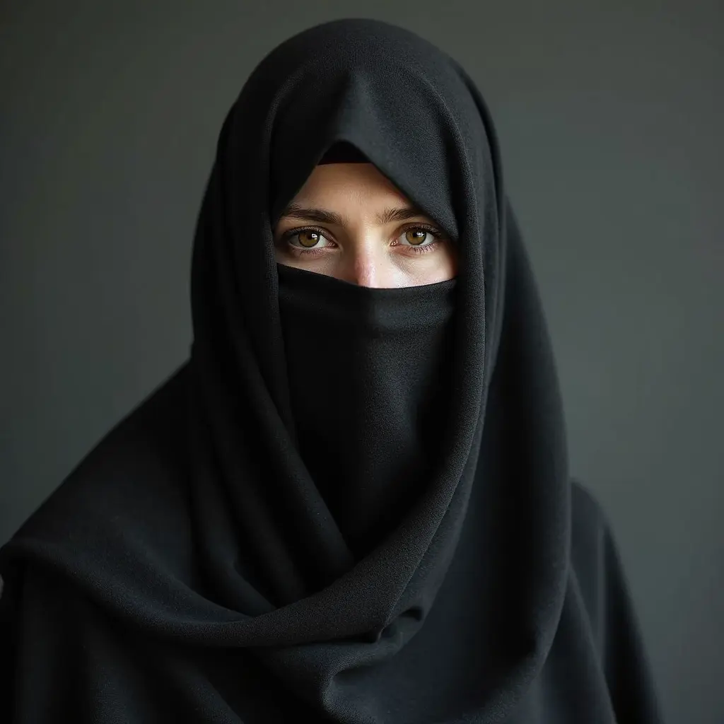 صورة إمرأة منقبة ومسدلة