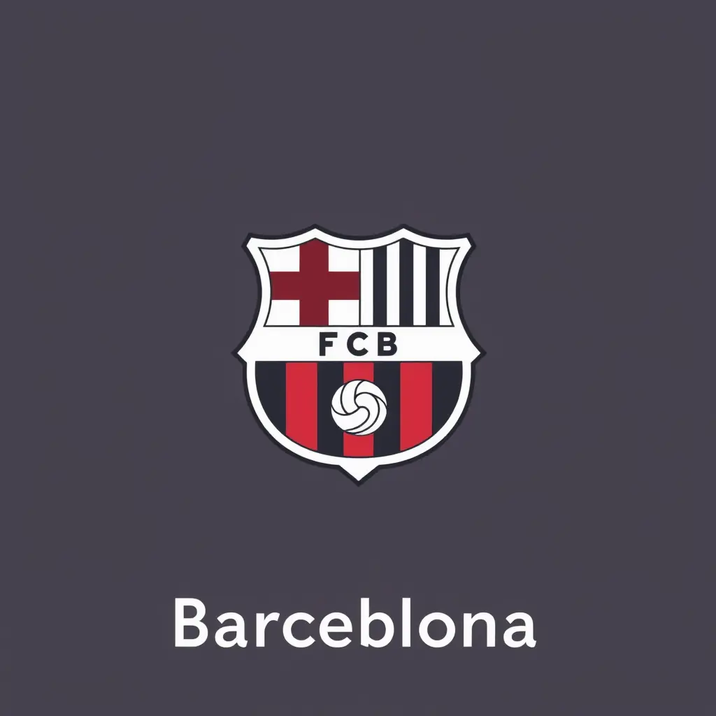 شعار برشلونة بشكل احترافي مع كتابة اسم برشلونة في الاسفل بخط مميز