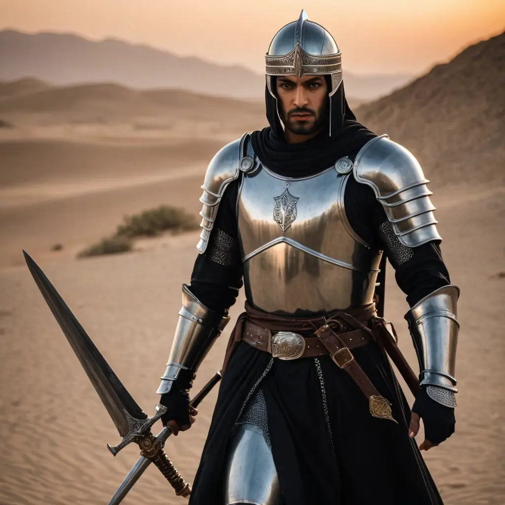 أريد عشر صور لفارس عبس عنترة بن شداد ذلك الفارس الأسود فسيح الصدر مفتول الذراعين وهو يمشي ليلا في الصحراء ، وصورة اخرى وهو يحارب الأعداء ، وصورة ثالثة وهو يجلس مع أخيه شيبوب ، وصورة وهو يتذلل لأبيه شداد ليعترف ببنوته