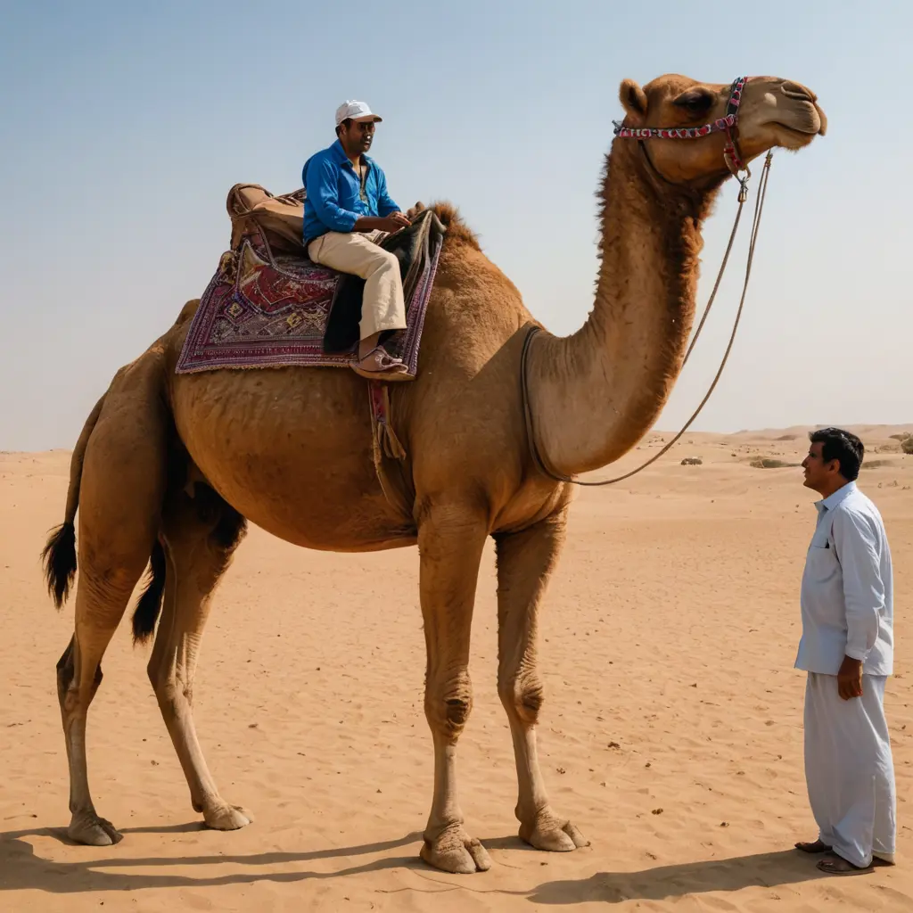 جمل ضخم جدا ورجال تقف بجانبه