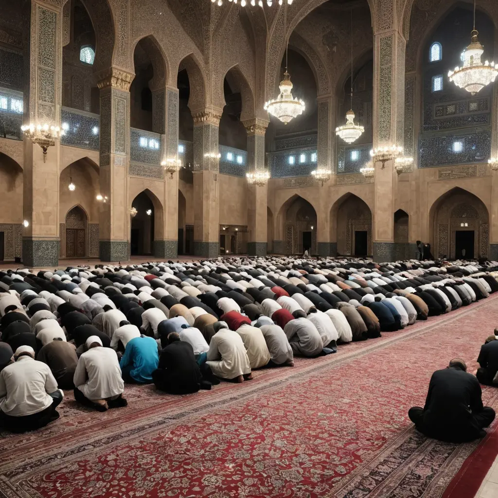 صلاة الفجر في المسجد والناس تصلي بخشوع وإيمان