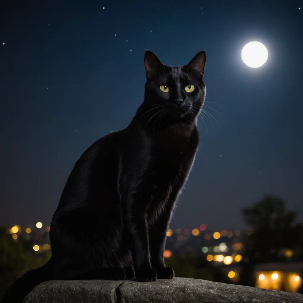 قطه سوداء في الليل