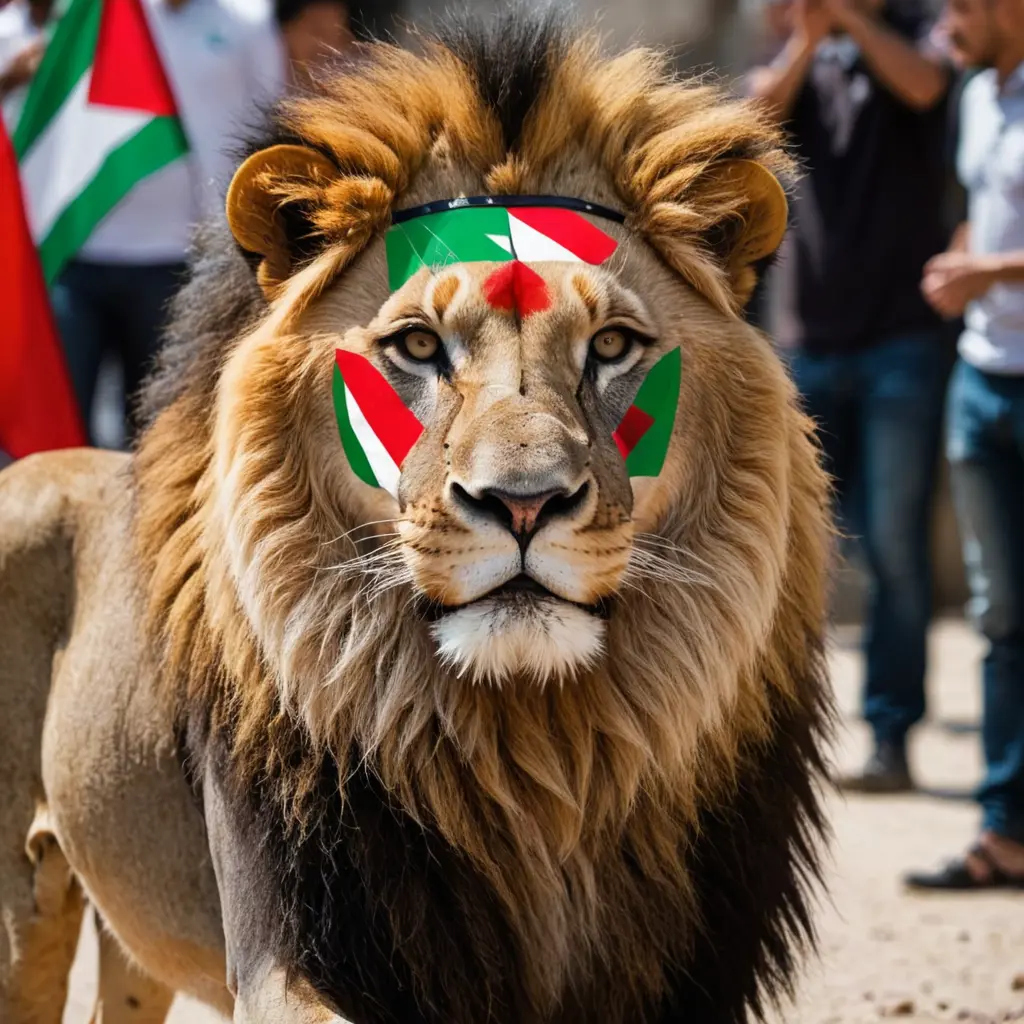 اسد يرتدي علم فلسطين