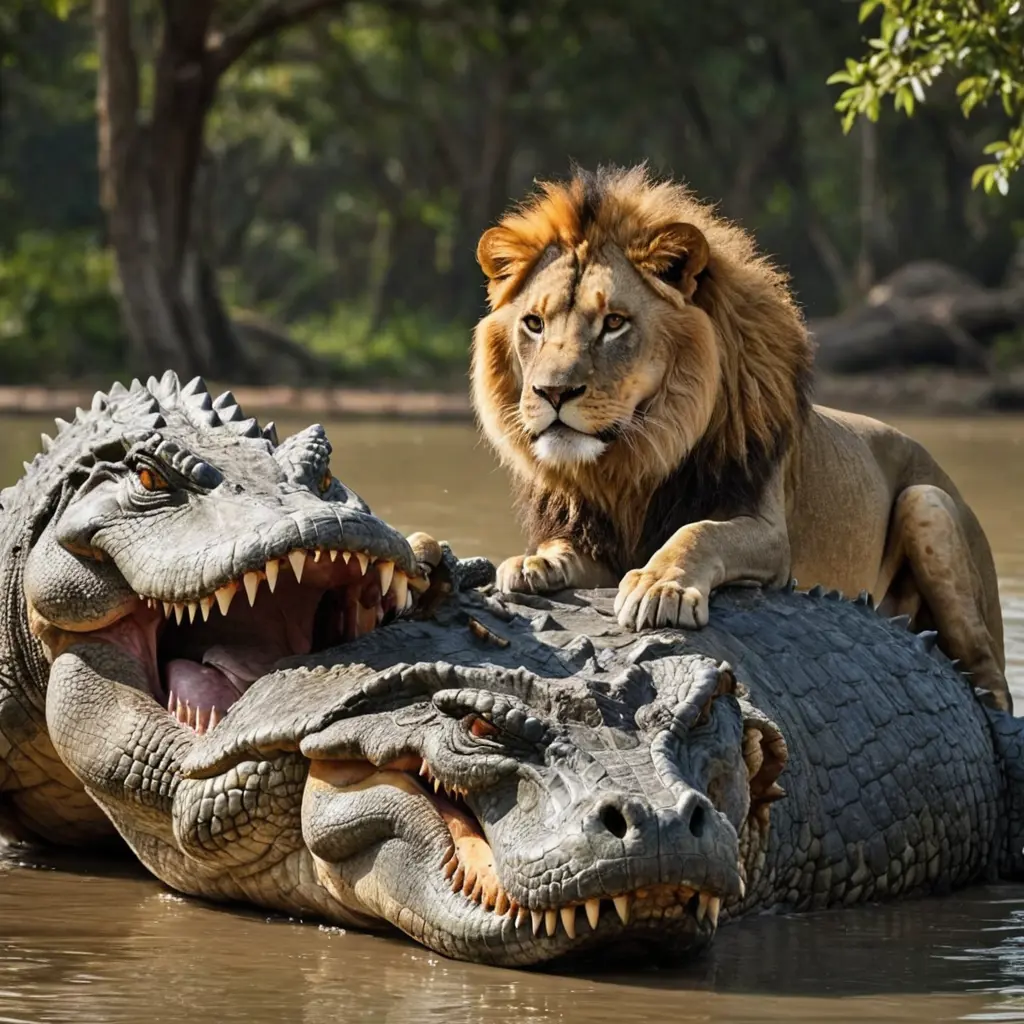 ادمج اسد و تمساح في جسم واحد