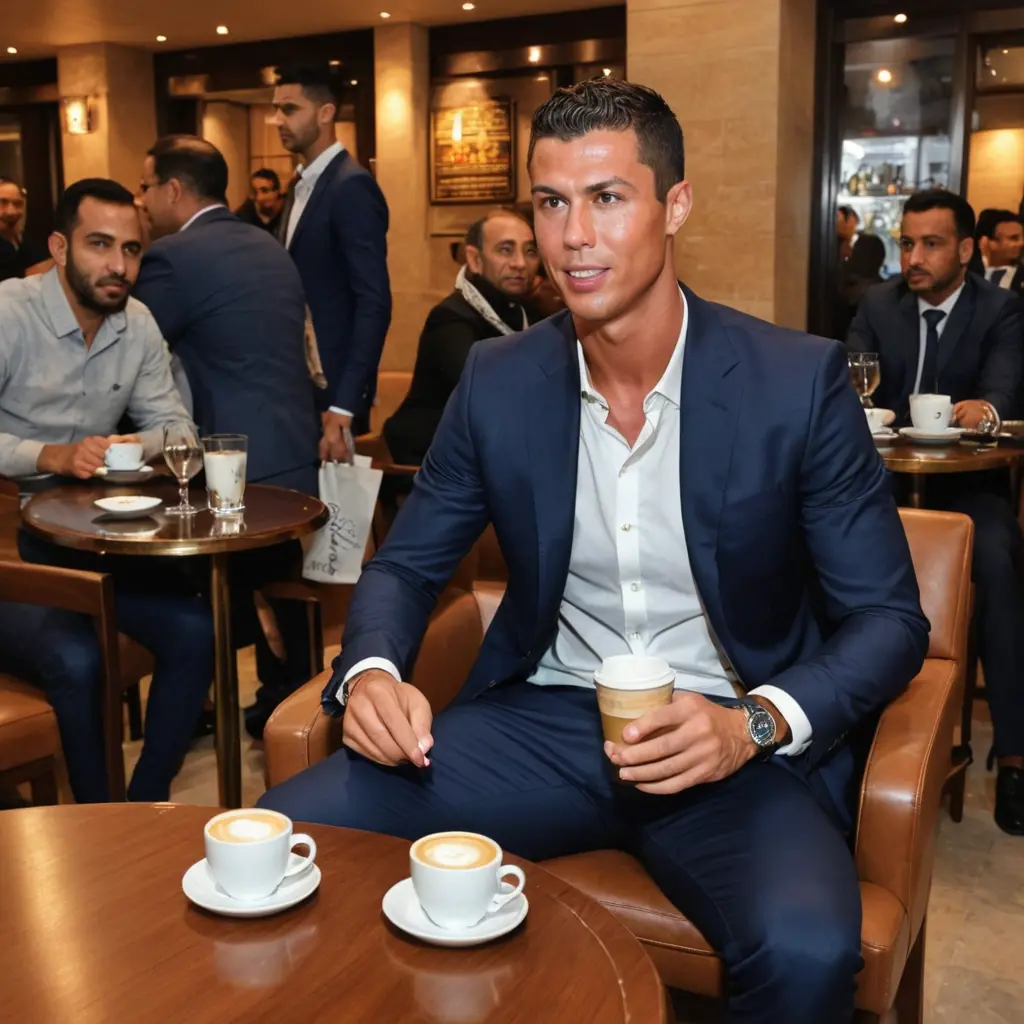 كرستيانو جالس على قهوة في مصر ويتابع مباراة برشلونة وريال